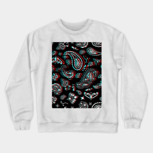 Paisley Pattern - Black & Red Glitch Crewneck Sweatshirt